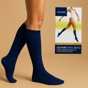 Sigvaris Navy Casual Cotton Knee High Compression Socks Size C 15-20mmHg